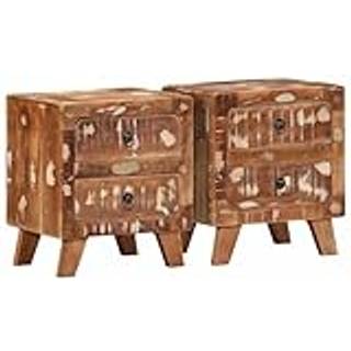 sengeborde 2 stk. 40x32x46 cm massivt genbrugstræ