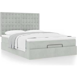 osmannisk sengeramme med madrasser 140x200 cm fløjl lysegrå