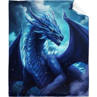 Blue Dragon Throw Tæppe Dragon Blanket Gaver til Dragon Lovers Soft Flannel Blanket Gaver til Boys Girls Woman Man Blue Dragon Tæppe til stue Sof