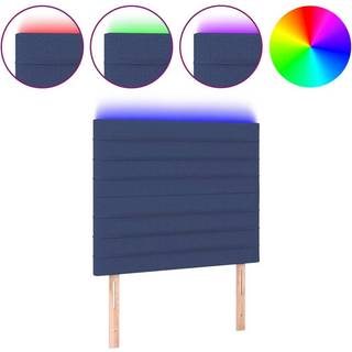 Sengegavl Med Led-Lys Stof - Blå / 80 x 5 x 118/128 cm