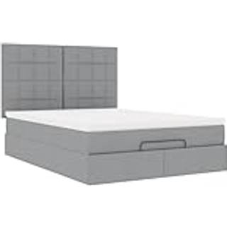 Osmannisk Sengeramme Med Madras Stof Lysegrå - Blok med firkanter / 140 x 200 cm