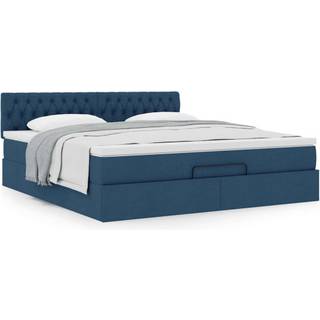 Ottoman Seng Med Madras Stof Blå - Med pynteknapper / 160 x 200 cm