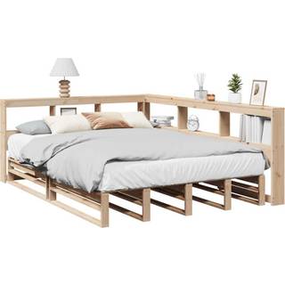 Seng Med Reol Uden Madras Massivt Fyrretræ - Naturfarvet / 140 x 190 cm