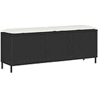 havebænk med hynde 110x30x40,5 cm polyrattan sort