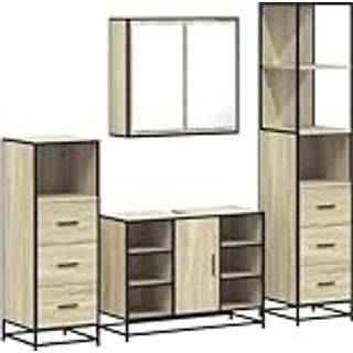 Møbelsæt Til Badeværelse 4 Dele Konstrueret Træ - Sonoma-eg