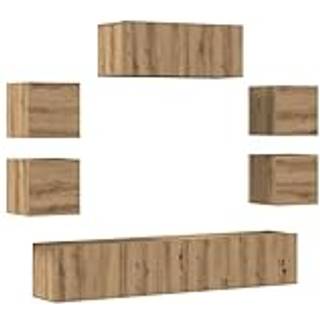 Tv-Skabssæt 7 Dele Konstrueret Træ - 80 cm / artisan eg