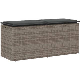 havebænk med hynde 110x40x44 cm polyrattan grå