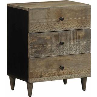 Sengebord 50X33X60 Cm Massivt Mangotræ Lysegrå