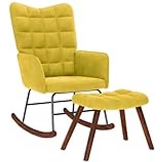 Gyngestol Fløjl - Gul / Med fodskammel