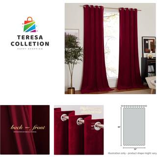 Nicetown Christmas Red Velvet Curtains Solid Heavy Matt Drapes/Window Treatments with Grommet Top til gårdhaven Door (Sæt på 2 W52XL96 inches)