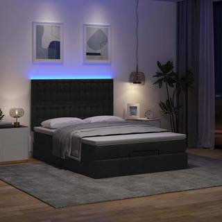 osmannisk sengeramme med madras 140x190 cm stof sort