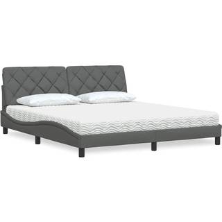 Seng med madras 180x200 cm stof mørkegrå