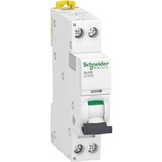 Schneider Acti9 automatsikring, 1P + N, 16A, 230V 6/10 kA, C-karakteristik, enkelt terminal, bredde 18 mm.