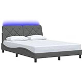 sengeramme med LED uden madras 140x200 cm stof mørkegrå