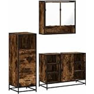 møbelsæt til badeværelse 3 dele konstrueret træ røget sonoma-eg