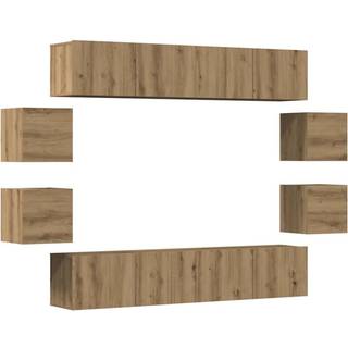 Tv-Skabssæt 8 Dele Konstrueret Træ - 160 cm / artisan eg