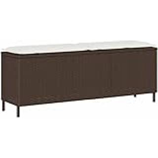 havebænk med hynde 110x30x40,5 cm polyrattan brun