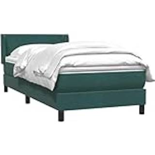 Kontinentalseng med Madras Fløjl Ensfarvet med Søm - Mørkegrøn / 80 x 220 cm