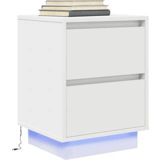 Sengeskab med LED-lys Hvid 38x34x50 cm