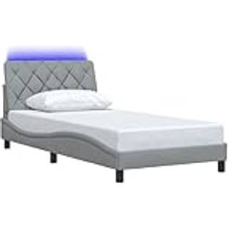Sengeramme Med Led Uden Madras Stof - Lysegrå / 100 x 200 cm