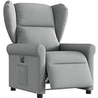 eldrevet lænestol stof lysegrå