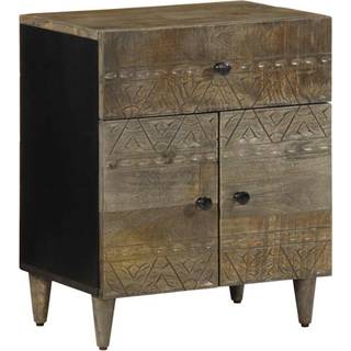 sengebord 50x33x60 cm massivt mangotræ lysegrå