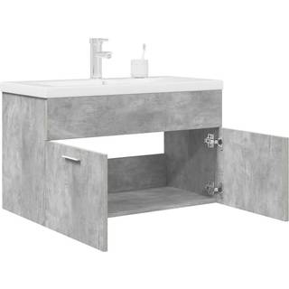 underskab til badeværelse med håndvask og vandhane beton grå