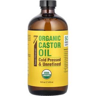 Syv mineraler Ny 16 fl oz Glassflaske Castor Oil Organic Cold Pressed Unromined Glass Flaske Pack - 100% Pure USDA Certified Organic Hexane Free
