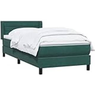 Kontinentalseng med Madras Fløjl Vandrette Striber - Mørkegrøn / 80 x 220 cm