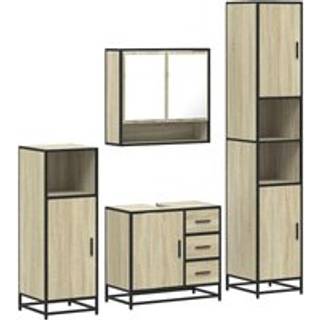 møbelsæt til badeværelse 4 dele konstrueret træ sonoma-eg