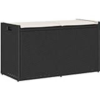 udendørs opbevaringsbænk med hynde 100 cm polyrattan sort