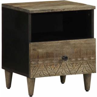 Sengeborde 40X33X46 Cm Massivt Mangotræ Lysegrå - 1