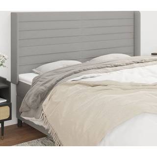 Sengegavl Med Kanter 83X16X78/128 Cm Stof - Lysegrå / 183 x 16 x 118/128 cm