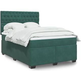 kontinentalseng med madras 160x200 cm fløjl mørkegrøn