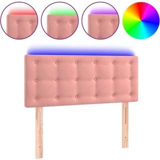 sengegavl med LED-lys 80x5x78/88 cm velour lyserød