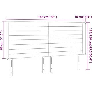 Sengegavl Med Led-Lys Fløjl - Mørkeblå / 183 x 16 x 118/128 cm