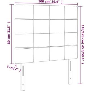 sengegavl med LED-lys 100x5x118/128 cm stof gråbrun