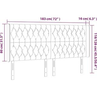 Sengegavl Med Led-Lys Fløjl - Mørkegrå / 183 x 16 x 118/128 cm