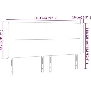 Sengegavl Med Led-Lys Fløjl - Mørkegrå / 183 x 16 x 118/128 cm