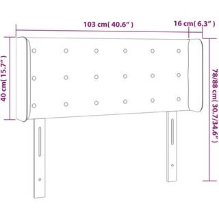 Sengegavl Med Led-Lys Fløjl - Mørkeblå / 103 x 16 x 78/88 cm