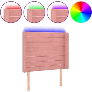 Sengegavl Med Led-Lys Fløjl - Lyserød / 93 x 16 x 118/128 cm