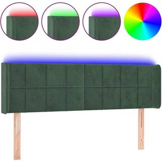 Sengegavl Med Led-Lys Fløjl - Mørkegrøn / 147 x 16 x 78/88 cm