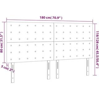 Sengegavl Med Led-Lys Kunstlæder - Grå / 180 x 5 x 118/128 cm