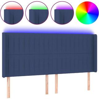 Sengegavl Med Led-Lys Stof - Blå / 203 x 16 x 118/128 cm