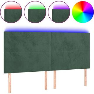 Sengegavl Med Led-Lys Velour - Mørkegrøn / 160 x 5 x 118/128 cm
