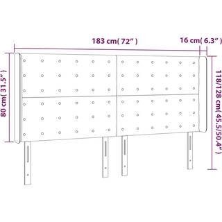 Sengegavl Med Led-Lys Fløjl - Lyserød / 183 x 16 x 118/128 cm