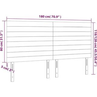 Sengegavl Med Led-Lys Stof - Gråbrun / 180 x 5 x 118/128 cm