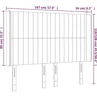 Sengegavl Med Led-Lys Stof - Mørkeblå / 147 x 16 x 118/128 cm