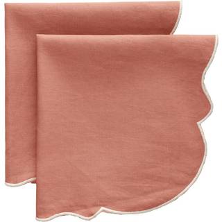 Decotique Gia Serviet 45x45 Cm 2-pak Dusty Pink / - Servietter & Tilbehør Bomuld Hvid - ML-26