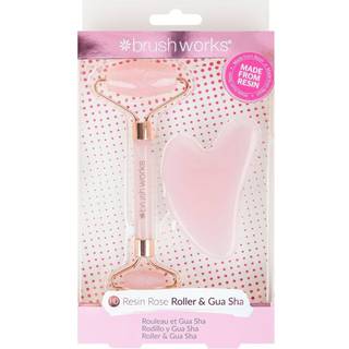 Brushworks Resin Rose Quartz Roller & Gua Sha